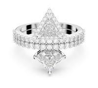 Ortyx ring, Mixed cuts, White, Rhodium plated
