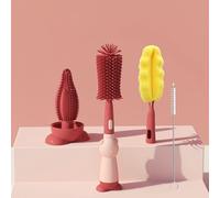 Oruiiju 3-in-1 Silicone Bottle Brush, BPA-Free, Durable and Scratch-Free, Bottle Brush and Teat Brush