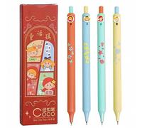 Oruiiju Gel Pens - Pack of 4 Black Retractable Pens 0.5mm - Fairy Tale Cities Series Gel Pens Set