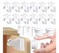 Oruiiju Magnetic Child Lock - 12 Closer & 2 Keys - Cupboards, Doors & Drawers Protection (White)