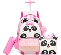 Oruiji Backpack with Wheels for Girls Rolling Backpack for Kids 8-12 Rolling Backpack for School Girls, Pink Panda