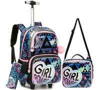 Oruiji Backpack with Wheels for Girls Rolling Backpack for Kids 8-12 Rolling Backpack for School Girls, Black