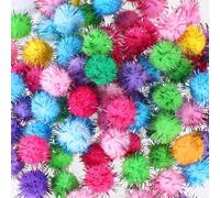 Oruola 100 Pcs Pompoms for Crafting,Glitter Pom Poms,Multicolor Bulk Pompoms,Sparkly Pompom,Glitter Mini Pom Poms for Crafting DIY Art Creative Crafts Decorations