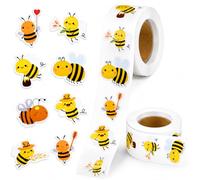 Oruola 1000pcs Bee Stickers,8 Styles of Bee Stickers for Kids,for Water Bottles,Laptop,Phone,Bees Themed Party Envelope Seals Sticker