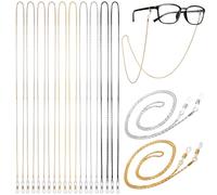 oruola 10pcs Sunglasses Chain, Eyeglass Necklace Holder for Women, Zinc Alloy Eye Glass Chains Women with 20 Pcs Adjustable Rubber Ends Connectors, Glasses Chain for Womens Men, 5 Colors