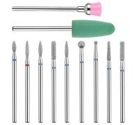 Oruola 11 Pcs Nail Drill Bits Set,Professional Nail Polishing Nails Drill Bit,Diamond Bits Drills Kit for Nail for Acrylic Gel Nails,Cuticle Bit,Files Manicure Pedicure Drills Tool