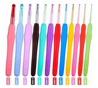 Oruola 12pcs Crochet Hook Set,Crochet Hooks Sets for Beginners,12 Sizes Crochets Needles Set with Case,Size 2 mm to 8 mm Ergonomic Crochets Hooks with Grip Soft Handles,Multicolor