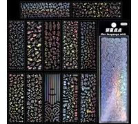 Oruola 24 Sheets Holographic Deco Stickers for Photocards,Self Adhesive Laser Korean Stickers Holographic Clear Glitter Sticker Chain Butterfly Star Bubbles Decals Bling Sticker