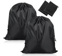 Oruola 2pcs Drawstring Bag,Black String Bag,Foldable Waterproof Travel Laundry Bags,60 x 50 cm Large Draw String Bags,Draw String Bags Gym for Travel,Bedroom,Laundry Room,Dormitory(Black)