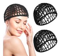 oruola 2pcs Hair Nets for Women for Sleeping In,Crochet Elastic Mesh Hairnets,Soft Rayon Crocheted Hairnet,Mesh Crochet Hair Wrap Net for Women Ballet,Protects Hairs During Makeup,Shower and Sleep