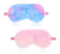 Oruola 2pcs Kids Eye Mask,Kids Eye Mask for Sleeping,Comfortable Sleep Masks Plush Blindfold Satin Back Rainbow Faux Fur Sleep Masks for Kid Women Men Travel Nap,Colorful