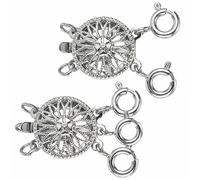 Oruola 2pcs Necklace Separator for Layering,Sunflower Necklace Layering Clasp Silver,Multiple Necklaces Stacker Clasp,Keep Necklaces from Tangling,Silver