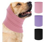 oruola 3 Pcs Dog Ear Protectors,Large Breathable Dog Ear Defenders for Bath,Warm and Soft Dogs Snood for Noise Grooming Anxiety Calming (Black, Purple, Pink)