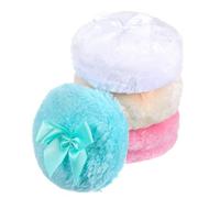 Oruola 4 Pack Dusting Puff, Dust Puff,3.5 Inch Reusable Large Fluffy Loose Powder with Puffs Wet and Dry Makeup Tools for Babies,Kids,Adults (Pink,Beige,White,Green)