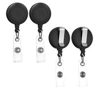 Oruola 4 Pack Extendable Keyring with Clip,Retractable Lanyard Clip,Retractable Key Chain,Heavy Duty Badge Reel,Durable Extendable Keyring with Clips and 26.8 in Extender Cord,Black