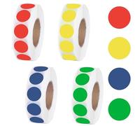 Oruola 4000pcs Coloured Dots Stickers - 4 Rolls Coloured Sticky Dots,Sticky Dot for Marking,13mm Circle Dot Stickers,Perfect for Home,Office,School,and Inventory Labeling(4 Colors)