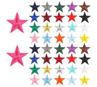 Oruola 42pcs Iron On Stars for Clothes,Colorful Stars Vintage Patches,Mini 5 Star Embroidered Patch,Star Iron On Patches for Clothing Jackets Backpack Repairing Decorations