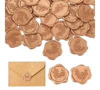 Oruola 48pcs Wax Seal Stickers Gold,Envelope Seal Stickers,1.18 Inch/30 mm Gold Wax Seals,Vintage Stamp Sticker for Wedding Invitations, Birthday, Bridal Shower,Valentine's Day Party Supply