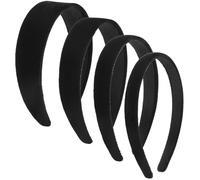 Oruola 4pcs Black Velvet Padded Headband,Vintage No Teeth Plain Thick Velvet Hair Band,Soft Simple Alice Headband for Girls and Teens,Elegant Soft Simple Solid Puffy Hoops Hair Accessories