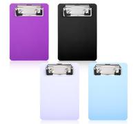 Oruola 4pcs Mini Clipboard,Small Clipboards,Colorful Small Clipboards 4 x6 in,A6 Plastic Clipboard for Classrooms, Offices, Restaurants, Doctor Offices, Hotel, Black White Purple Blue