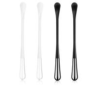 Oruola 4pcs Small Whisk,Mini Whisk,Mini Whisks for Cooking,Multifunctional Silicone Whisk,2 in 1 Plastic Whisk Utensil Small Sugar Spoon,for Blending,Beating Ingredients,Mixing Sauces(Black White)
