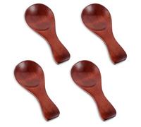 Oruola 4pcs Small Wooden Scoop,8.4 X 3.6 Cm Small Wood Honey Spoon for Spices Jars,Mini Wood Ladle for Tea Coffee Jam Sugar Ice Cream Sauce Bath Salts Stirring Scoops