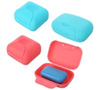 oruola 4pcs Soap Travel Case,Soap Box Travel with Lid,2 Sizes Portable Soaps Holder for Travelling, Gym, Outdoor (Pink & Blue)