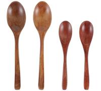 Oruola 4pcs Wooden Teaspoons,Wood Spoon for Eating,Wood Utensils Set,Small Wooden Spoons for Honey Tea Coffee Jam Sugar Ice Cream and Bath Salts Stirring Spoons,2 Sizes, 18.8 & 15 CM Long