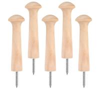 oruola 5pcs Wooden Shaker Peg Hooks,3.68 Inch Screw On Wood Hook Shaker Pegs,Wooden Shaker Peg with Screws,Unfinished Wood Shaker Pegs for Hanging Clothes Hats Keys Bags Towels