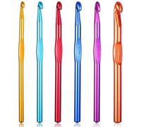 Oruola 6 pcs Crochet Needles Set,Metal Crochet Hooks Set,6mm,7mm,8mm, 9mm,10mm,12mm Metal Crochets Hooks,Ergonomic Crochets Hook for Chunky Yarn,Multicolor