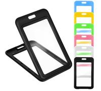 Oruola 6pcs ID Badge Holder with Double Sided Clear Windows,ID Card Holders,Double Sided Badge Holder for Office School Credit Cards Proximity Key Cards Driver’s Licenses Passes,Multicolor