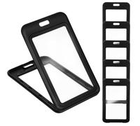 Oruola 6pcs Sliding Double Sided ID Card Holder,Security ID Badge Holder with Double Sided Clear Windows,Badge Holders for Office School Credit Cards Proximity Key Cards Driver’s Licenses Passes,Black