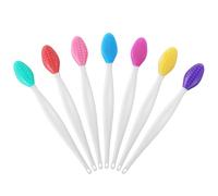 Oruola 7pcs Pore Cleaning Brush,Colored Silicone Lip Scrubber Exfoliator Brush,Double-Sided Cleansing Lip Scrub Stick, Soft Exfoliating Lips Scrub, for Nose, Lips Skin Exfoliator Tool