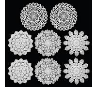 Oruola 8pcs Doilies Lace Paper,White Doilies Lace Paper,Cotton Handmade White Placemats,French Crochet Doyleys Handmade for Kitchen Dining Room Party Wedding Dressers Decoration(6.5 In)