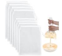 Oruola 8pcs Nut Milk Bag for Straining,300 Micron Nylon Cheese Cloths for Straining,Reusable Fine Mesh Muslin Bags for Oat Bath,Juice,Greek Yogurt,Cold Brew Coffee,15 x 20 cm & 20 x 30 cm