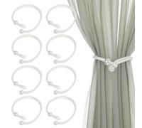 oruola 8pcs Tie Backs for Curtains,Adjustable White Tie Backs with Pearl Curtain Rope Buckle Cord Holders,Simple Style Decorative Curtain Tiebacks for Home Hotel Office Window Drapery