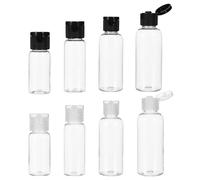 Oruola 8pcs Travel Containers for Toiletries,Travel Bottles for Toiletries,4 Sizes Plastic Travels Bottles with Leak-Proof Flip Cap,Travels Size Bottle for Shampoo,Lotion,and More (Black/Transparent)