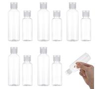 oruola Clear Travel Bottles,10 Pcs 50ml & 100ml Travel Bottles for Toiletries, Transparent Refillable Plastic Bottle with Flip Cap for Toiletries, Liquid, Cosmetic