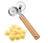Oruola Double Pasta Cutter Wheel,Double-Blade Pastry Wheel Cutter,Stainless Steel Ravioli Cutters with Wooden Handle for Pizza, Ravioli,and Cookie Dough