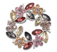 Oruola Flower Brooches for Women,Ladies Crystal Flower Brooches, Elegant Art Deco Brooch with Zircon Leaves,4.2 Cm Women's Brooches & Pins Sparkly Gift for Wedding Party Birthday Anniversary