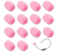 Oruola Pack of 15 Foam Replacement Windscreen for Microphone, Pink Windscreen Microphone for Teaching, Stage Performances and Meetings, Mini Microphone Windproof Cover