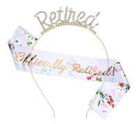 Oruola Retirement Sash for Women,Elegant Retirement Tiara and Sash Set,Officially Retired Sashs and Rhinestone Tiaras for Women,Happy Retired Party Decorations Supplies,Rose Gold