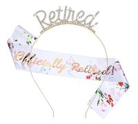 Oruola Retirement Tiara and Sash Set - Elegant Gold Retirement Tiara & Retired Crown Headband and Sash for Women's Happy Retired Party Decorations