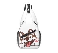ORURYRTW Brown Funny Siberian Husky Saying HI Chest Bag Men Sling Crossbody Backpack Chest Bag Travel Hiking Daypack Shoulder Bag