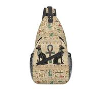 ORURYRTW Custom Egyptian Cats And Ankh Cross Sling Crossbody Chest Bag Fashion Horus Eye Egypt Hieroglyphic Shoulder Backpack for Hiking Gift