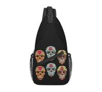 ORURYRTW Day Of The Dead Sugar Skull Chest Bag Men Sling Crossbody Backpack Chest Bag Traveling Hiking Daypack Shoulder Bag