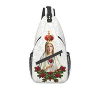 ORURYRTW Our Lady Of Fatima Virgin Mary Sling Crossbody Chest Bag Men Casual Portugal Rosary Catholic Shoulder Backpack for Hiking