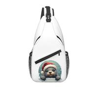 ORURYRTW Seal Pup Wearing A Santa Hat Chest Bag Men Sling Crossbody Backpack Chest Bag Travel Hiking Daypack Shoulder Bag