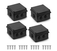 ORUS 4 Pack IP65 Junction Boxes Weatherproof Enclosure, 100mm x 100mm x 70mm - Black