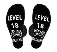 ORUZA 18th Men's Birthday Socks 18 Year Old Gift Mens Black Calf-length Socks Non-slip Cotton Sock Birthday Funny Gifts for Son Grandson Men Boyfriend, 1 Pair